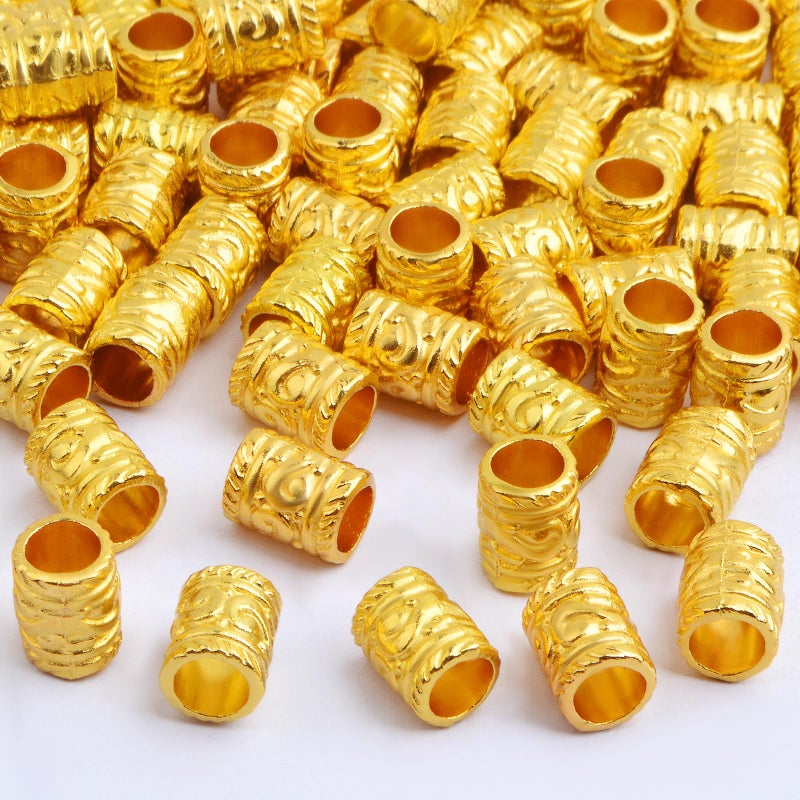 BronaGrand 100pcs Antique Silver Spacer Beads Large Hole Beads Charms Hollow Tube Bead for DIY Necklace Bracelets - Image 4